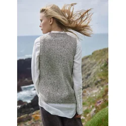 Fisherman V-hals dame uldvest med slidser