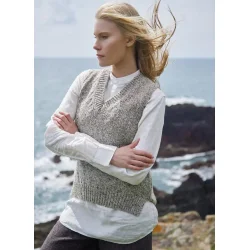 Fisherman V-hals dame uldvest med slidser