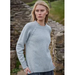 Fisherman Raglan Cable Crew Neck damesweater