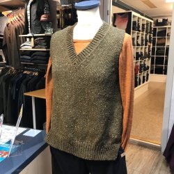 Fisherman V-hals dame uldvest med slidser