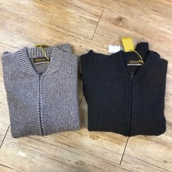 Fisherman Baseball Collar Zip herrecardigan i Geelong lambswool