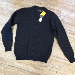 Fisherman Baseball Collar Zip herrecardigan i Geelong lambswool