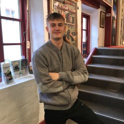 Fisherman Baseball Collar Zip herrecardigan i Geelong lambswool