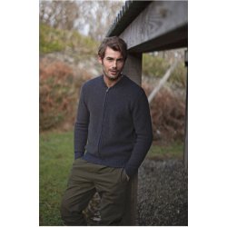 Fisherman Baseball Collar Zip herrecardigan i Geelong lambswool