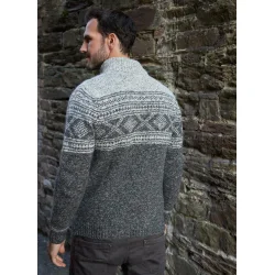 Fisherman mnstret herrestrik med half-zip i hals