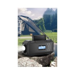 N�dradio med batteri, h�ndsving og lygte. FM og DAB radio