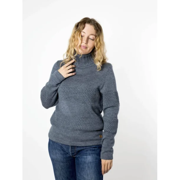 Fuza Christianshavn dame rullekravesweater - Silver Blue