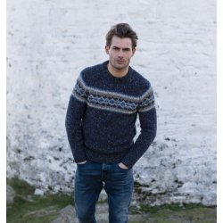 Fisherman Crewneck herresweater med Fairisle mnster