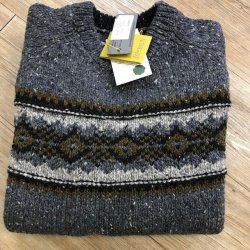 Fisherman Crewneck herresweater med Fairisle mnster