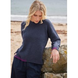 Fisherman damestrik, rund hals med tppesting