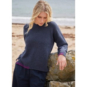 Fisherman damestrik, rund hals med tppesting