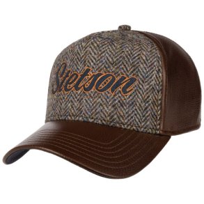 Stetson Trucker Cap Lamb Nappa Harris Tweed